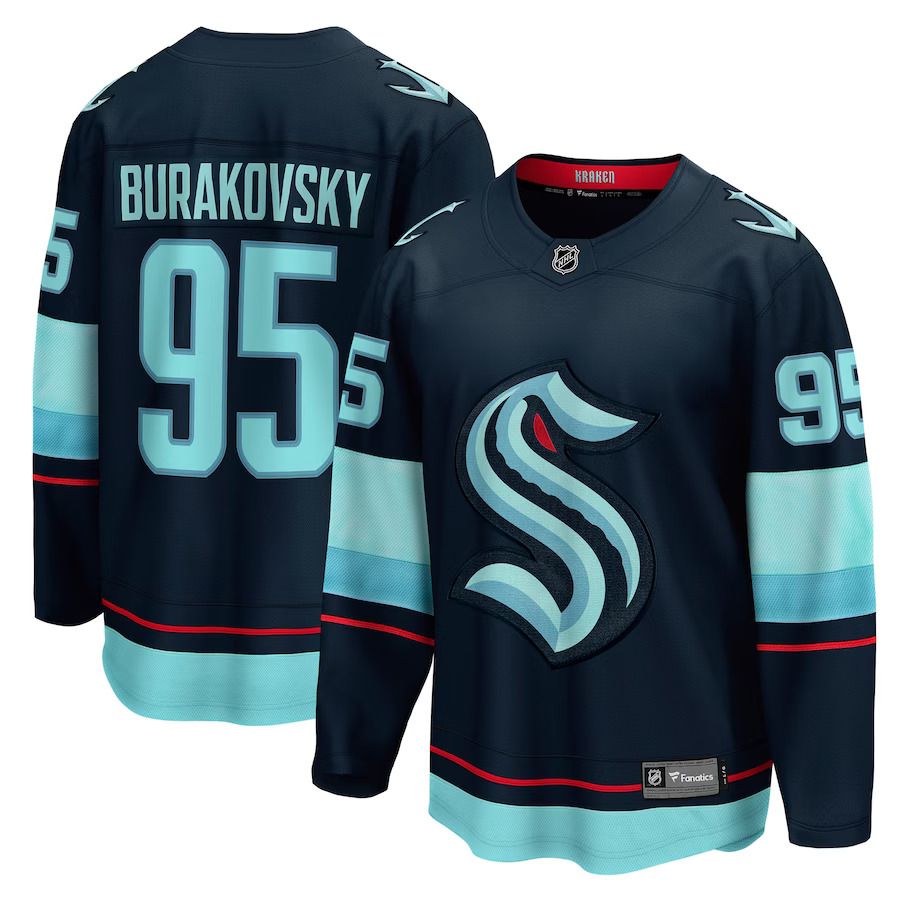Men Seattle Kraken 95 Andre Burakovsky Fanatics Branded Navy Home Breakaway Player NHL Jersey
